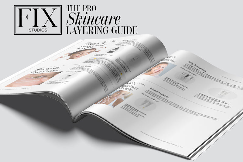 Fix Studios Pro Skincare Layering Guide displayed opened up