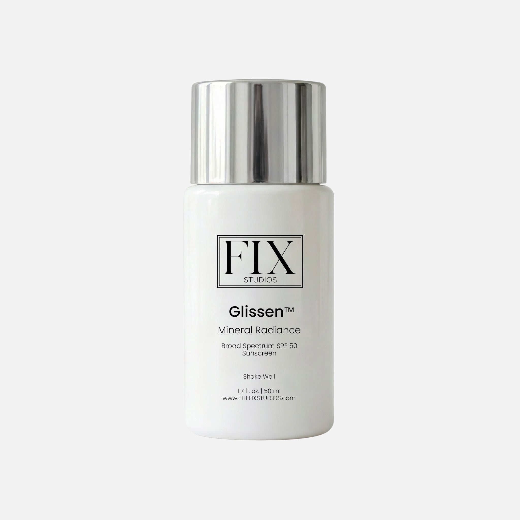 Fix Studios medical-grade Glissen™ Mineral Radiance Broad Spectrum SPF 50 Sunscreen