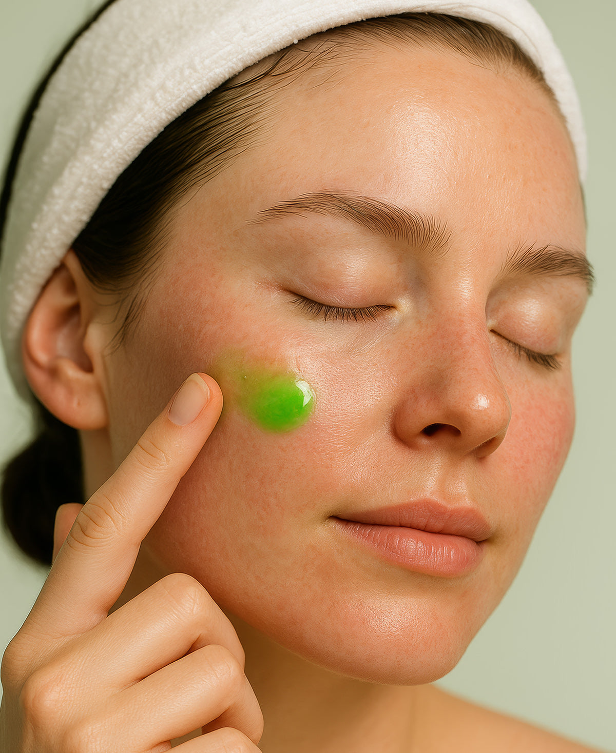 A woman applies Fix Studios medical-grade PhytoRenewal™ Advanced Multi-Correction Serum to calm and soothe the skin after a laser or microneedling treatment