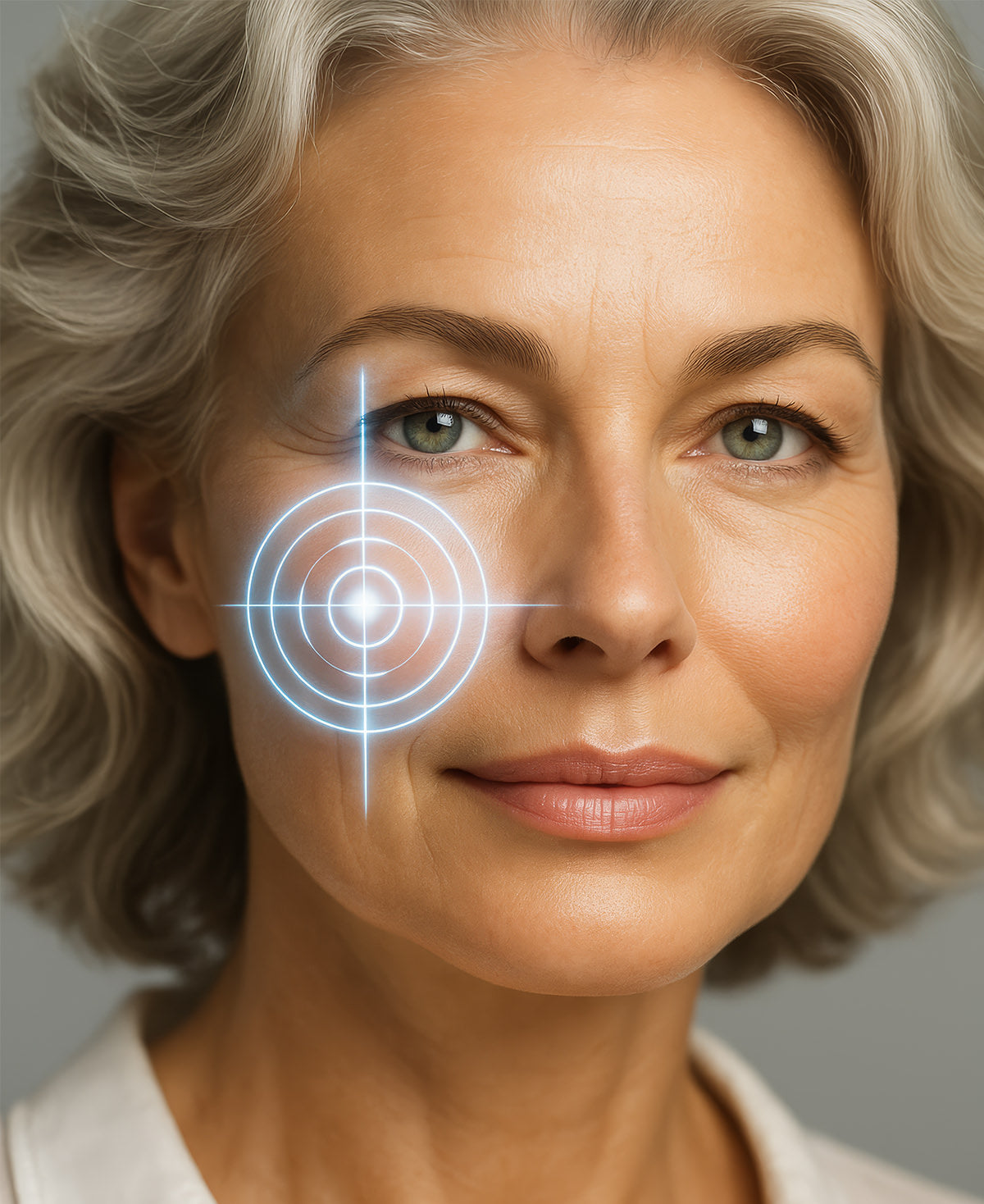 A woman with a target on her face represent Fix Studios medical-grade Regenera™ Advanced Skin Repair Treatment targeting skin repair treatment