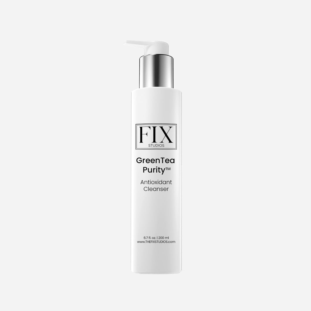 A bottle of medical-grade Fix Studios GreenTea Purity™ Antioxidant Cleanser