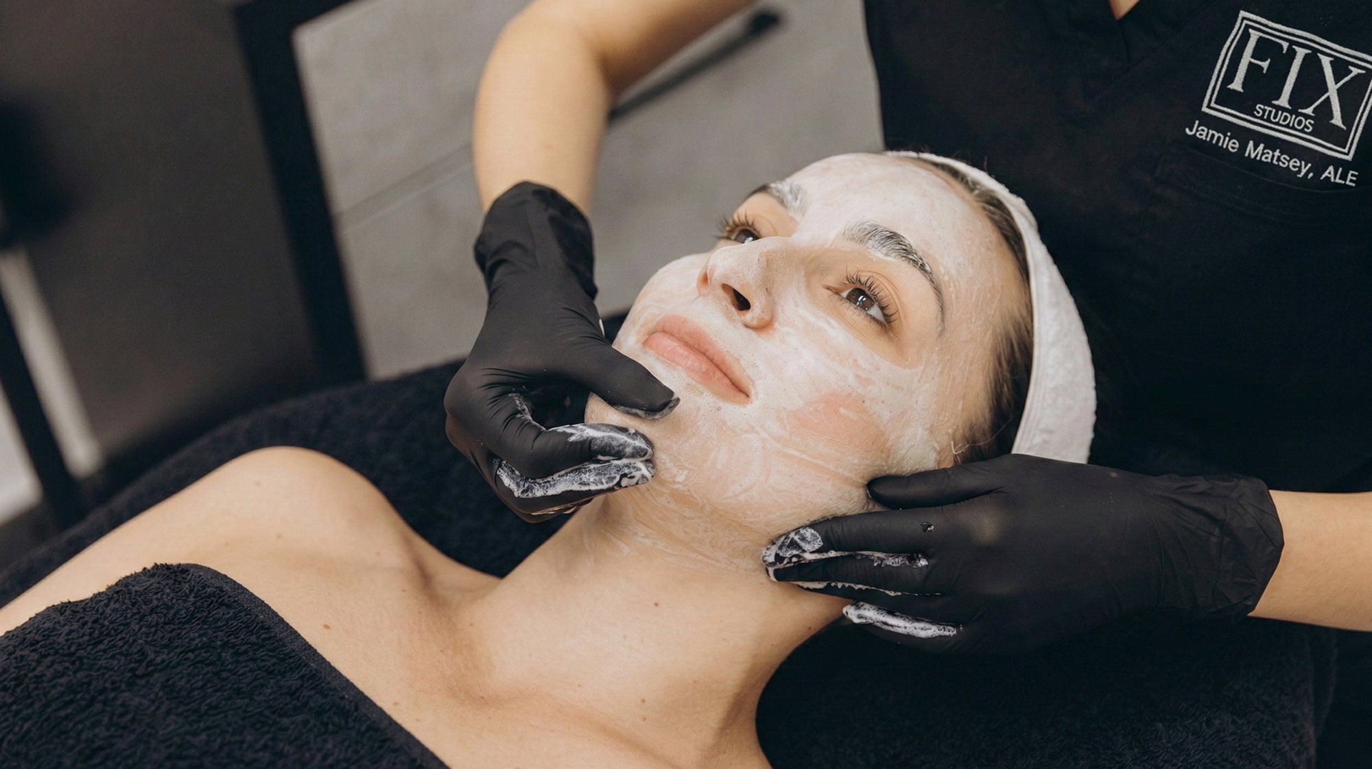 A client receives a facial with transparent facial pricing at Fix Studios Cincinnati Mason OH