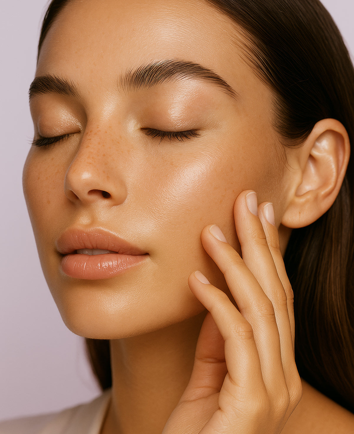 A beautiful woman with smooth and glowing skin after using Fix Studios medical-grade Lacera™ Lactic Radiance Serum