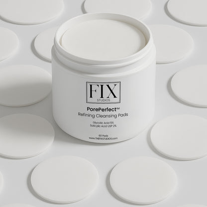 A jar of Fix Studios PorePerfect™ Refining Cleansing Pads Medical-Grade Acne Product 