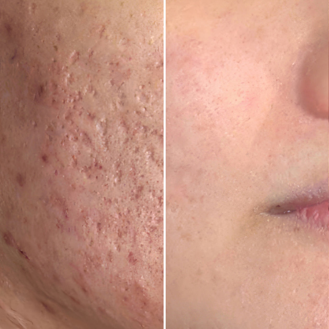 A patient with acne scars smoothed out their skin with acne scar treatments at Fix Studios medspa Cincinnati Mason OH